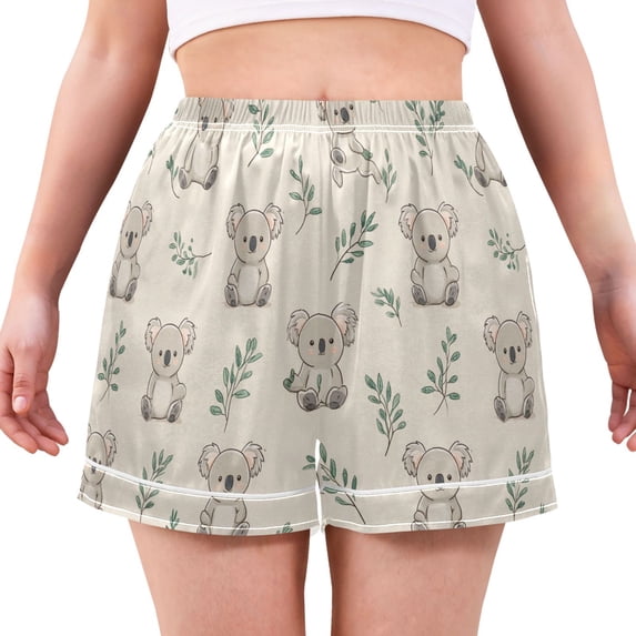 Women's Silk Pajama Shorts Koala Pajama Shorts Women's Casual Pajama Shorts with Pockets