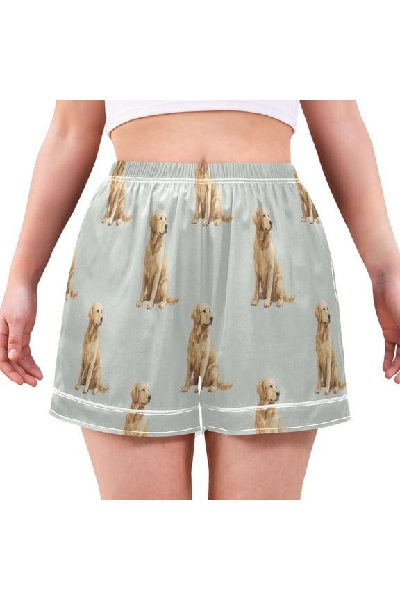 Women's Silk Pajama Shorts Labrador Pajama Shorts Women's Casual Pajama Shorts with Pockets