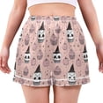 thumbnail image 1 of Women's Silk Pajama Shorts Pink Pumpkin Skull Cake Pajama Shorts Women's Casual Pajama Shorts with Pockets, 1 of 6