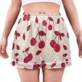 thumbnail image 1 of Women's Silk Pajama Shorts Red Bow Cherry Pajama Shorts Women's Casual Pajama Shorts with Pockets, 1 of 6