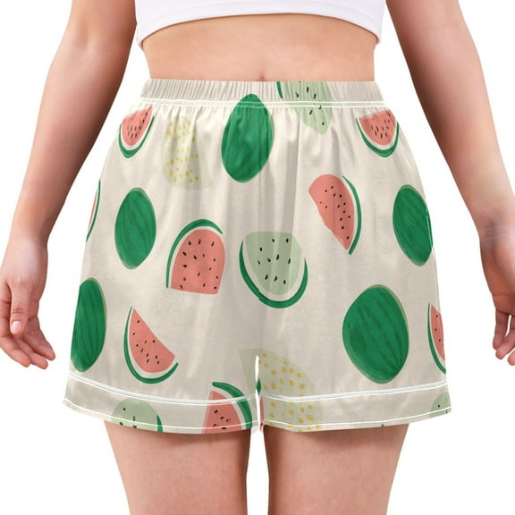 Women's Silk Pajama Shorts Watermelons Pajama Shorts Women's Casual Pajama Shorts with Pockets