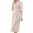 thumbnail image 1 of Women's Silk Robes for Bride Bridesmaid Short Satin Bathrobe Wedding Party Silky V-neck Loungewear with Pocket,Pink,XL, 1 of 7