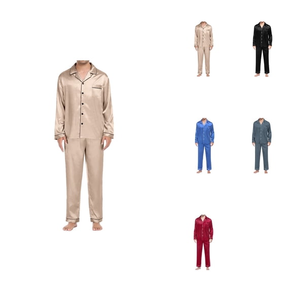 Women's Silk Satin 2-Piece Pajama Set – Long Sleeve Button-Down Blouse & Pant Sleepwear for Women, Casual Loungewear