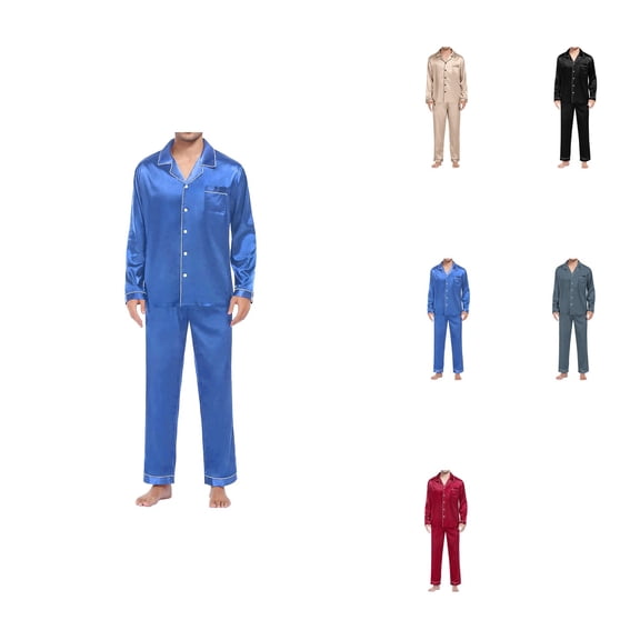 Women's Silk Satin 2-Piece Pajama Set – Long Sleeve Button-Down Blouse & Pant Sleepwear for Women, Casual Loungewear