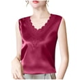 thumbnail image 1 of Women’s Silk Satin Camisole, Lace V‑Neck Sleeveless Tank Tops, Soft Lightweight Shirts Casual Trendy Homewear Comfy Elegant Blouse Top Cute Cami Tees Spring Summer Outfits 2026, 1 of 3