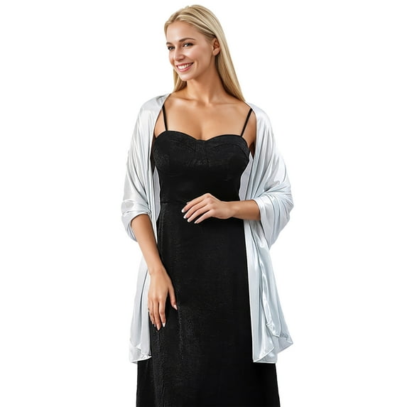 Women's Silk Satin Scarf - Shimmery Shawl Wrap for Parties/Weddings - Solid Color, One Size (70x200cm) - Elegant All-Season Accessory