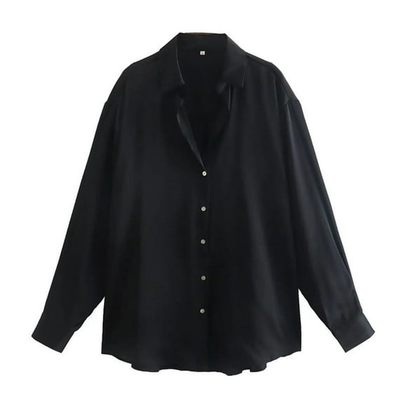 Women's Silk Satin Shirt Elegant Casual Long Sleeve Button Up Blouse Comfortable Stylish Top for Party Wear