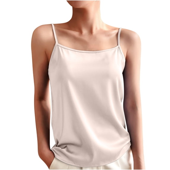 Women's Silk Satin Tank Tops 2026 V Neck Adjustable Spaghetti Strap Sleeveless Camisole Summer Basic Blouse