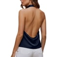 thumbnail image 1 of Women's Silk Satin Tank Tops Halter Neck Backless Y2k Camisole Summer Going Out Tops Streetwear Black S, 1 of 4