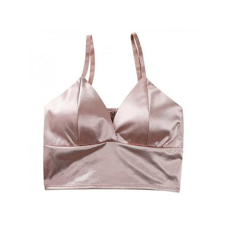 Women's Silk Satin Triangle Bralette Soft Cup Wireless Bra Smooth and  Comfortable Wire Free Bra Top 