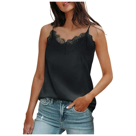 Women's Silk Satin V Neck Tank Top - Sleeveless Camisole Straps - Soft High Elasticity Fabric for Summer - M to XXL Sizes with Elegant Look