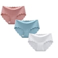 thumbnail image 1 of Women's Silk Underwear Panties Soft Seamless Briefs Breathable Solid Color Mid Rise Triangle Underwear 3 packs, 1 of 6