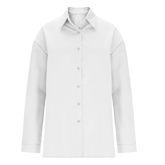 Women's Silky Dressy Shirts Loose Fit Button Down Blouse Business Casual Outfits Long Sleeve Lapel Collared Tops (S, White)