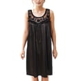 thumbnail image 1 of Women's Silky Feeling Sleeveless Sexy Nightgown with Sequins and Ribbon Roses Design, Black 4XL, 1 of 5