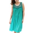 thumbnail image 1 of Women's Silky Feeling Sleeveless Sexy Nightgown with Sequins and Ribbon Roses Design, Teal Medium, 1 of 5