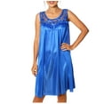 thumbnail image 1 of Women's Silky Feeling Sleeveless Sexy Nightgown with Sequins and Ribbon Roses, Royal Blue 4XL, 1 of 5