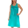 thumbnail image 1 of Women's Silky Feeling Sleeveless Tricot Nightgown with Floral Lace Design, Teal, Size 2XL, 1 of 5