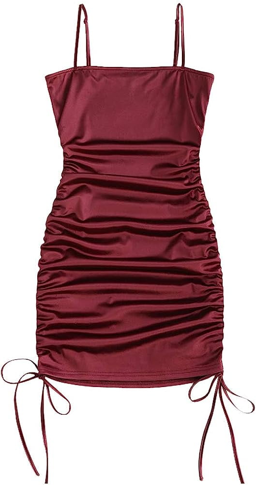 Women's Silky Pleated Draped Bustier CorsetStyle Deep V Neck Midi