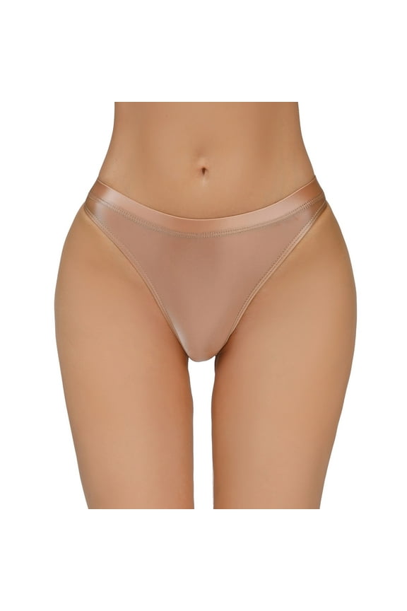 Women's Silky Shiny Low Waist Briefs Transparent Underwear