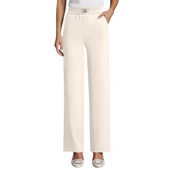 Women's Silky Soft Perfect Drape High Rise Pull-On Stretch Pants for Senior Women Over 50 Khaki 2XL
