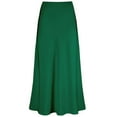 thumbnail image 1 of Women's Silky Stain Skirts High Waist Elasticized Waistband Flowy Casual A Line Maxi Skirt, 1 of 4