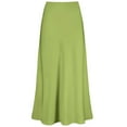 thumbnail image 1 of Women's Silky Stain Skirts High Waist Elasticized Waistband Flowy Casual A Line Maxi Skirt, 1 of 4
