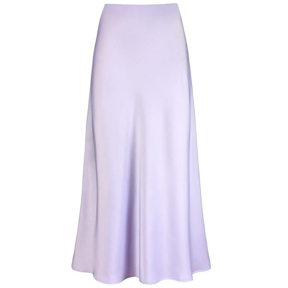 Women's Silky Stain Skirts High Waist Elasticized Waistband Flowy Casual A Line Maxi Skirt