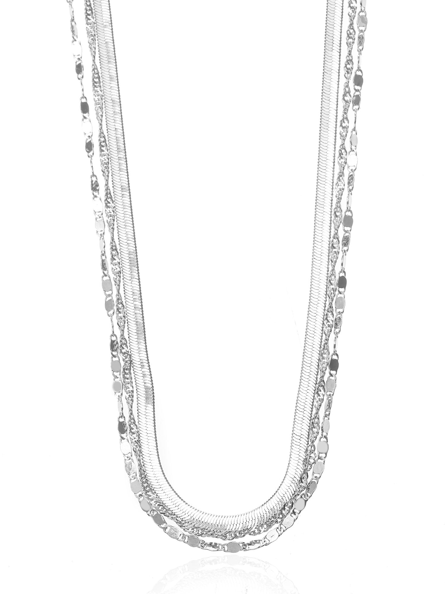 Women's Silver Chain Necklace Set, 3 Pieces
