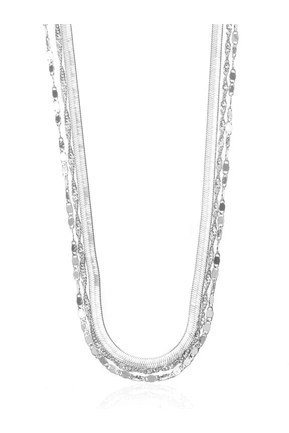 Women's Silver Chain Necklace Set, 3 Pieces