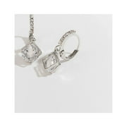 Women's Silver Dazzlers Cubic Zirconia Diamond Shape Hoop Earrings by Howard's