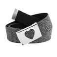 thumbnail image 1 of Women's Silver Flip Top Heart Belt Buckle with Canvas Web Belt Small Glitter Black, 1 of 3