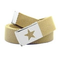 thumbnail image 1 of Women's Silver Flip Top Star Belt Buckle with Canvas Web Belt Medium Khaki, 1 of 3