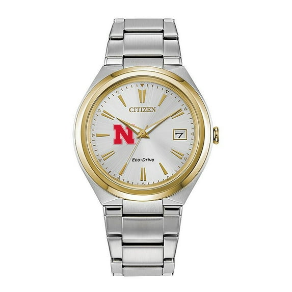 Women's Silver/Gold Nebraska Huskers Citizen Eco-Drive Two-Tone Watch