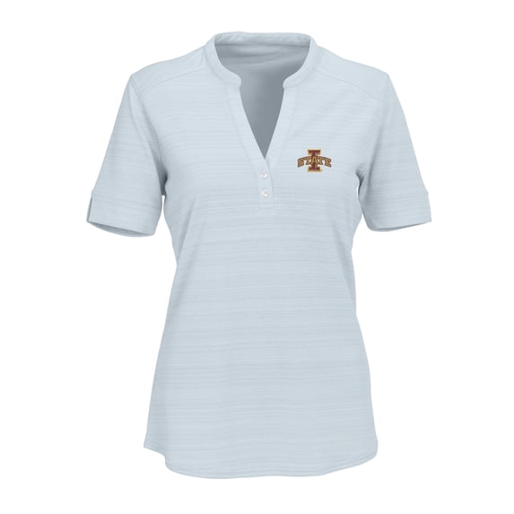 Women's Silver Iowa State Cyclones Strata Textured Henley Shirt