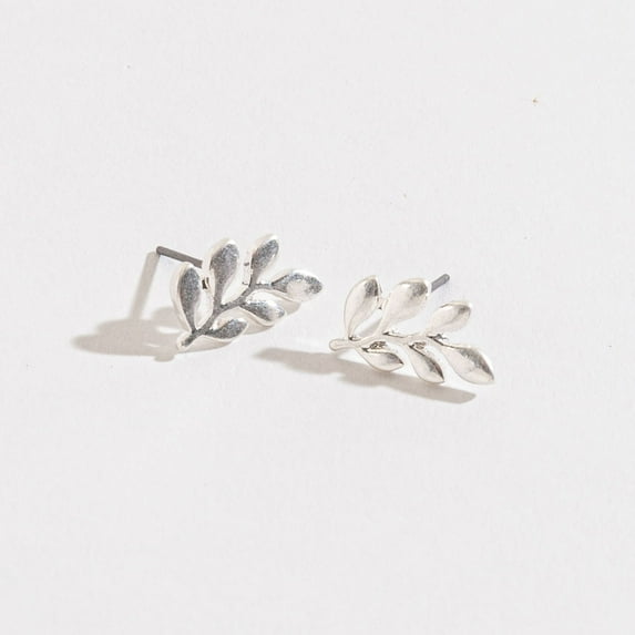 Women's Silver Leaf Stud Buds Earrings by Howard's
