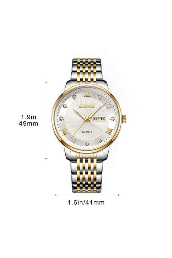 Women's Silver Luminous Stainless Steel Quartz Watch Waterproof Elegant Couple Matching Watch with Night Light for Women