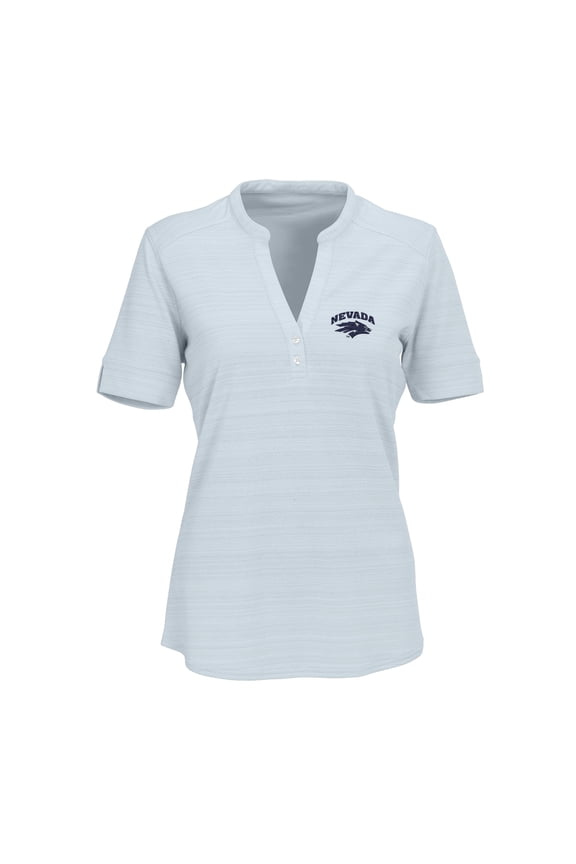 Women's Silver Nevada Wolf Pack Strata Textured Henley Shirt