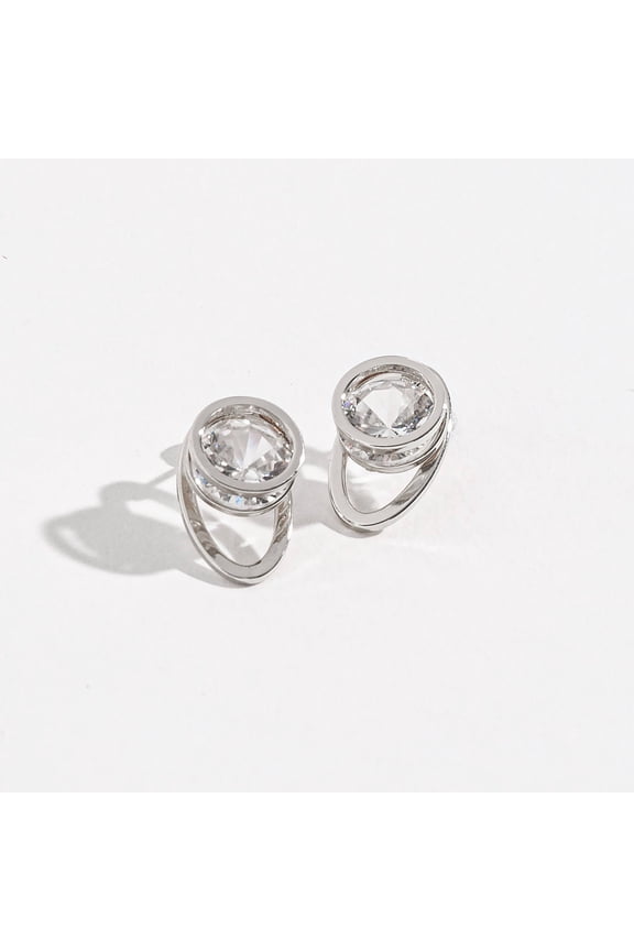 Women's Silver Oval Jacket Dazzler Earrings by Howard's