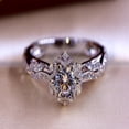 thumbnail image 1 of Women's Silver-Plated Micro-Inlaid Hollow Flower Starry Artificial Diamond Ring, 1 of 2