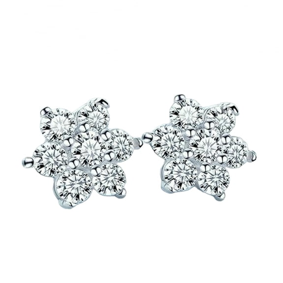 Women's Silver Plated Snowflake Rhinestone Stud Earrings, Earrings Women Fashion, Women Earring, Stud Earrings For Women, Gift Ideas For Women, Elegant Earring, Flower Studs For Women(Silver)