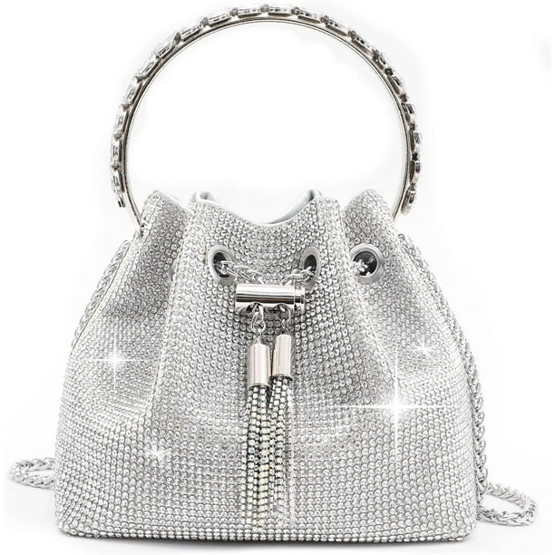 Women's Silver Rhinestone Purse Luxury Diamond Shining Clutch