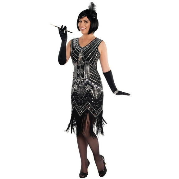 Rubies Silver Screen Silent Movie Flapper Dress Costume for Adults, Women's XS/Small