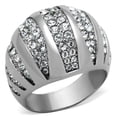thumbnail image 1 of Women's Silver Stainless Steel Engagement Ring with Top Grade Crystal in Clear - Size 6, 1 of 4