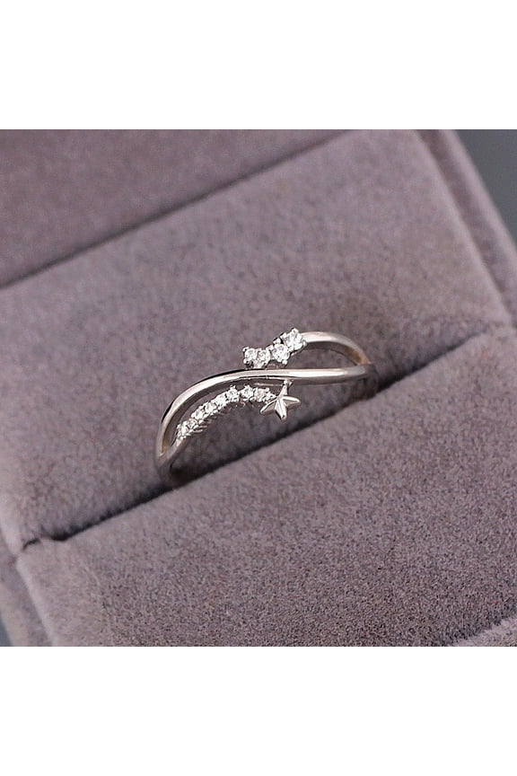 Women's Silver Star Bright Diamonds Thin Ring Engagement Wedding Band Ring