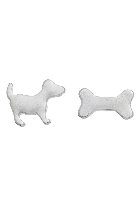 Women's Silver Stud Buds Dog/Bone Earring by Howard's
