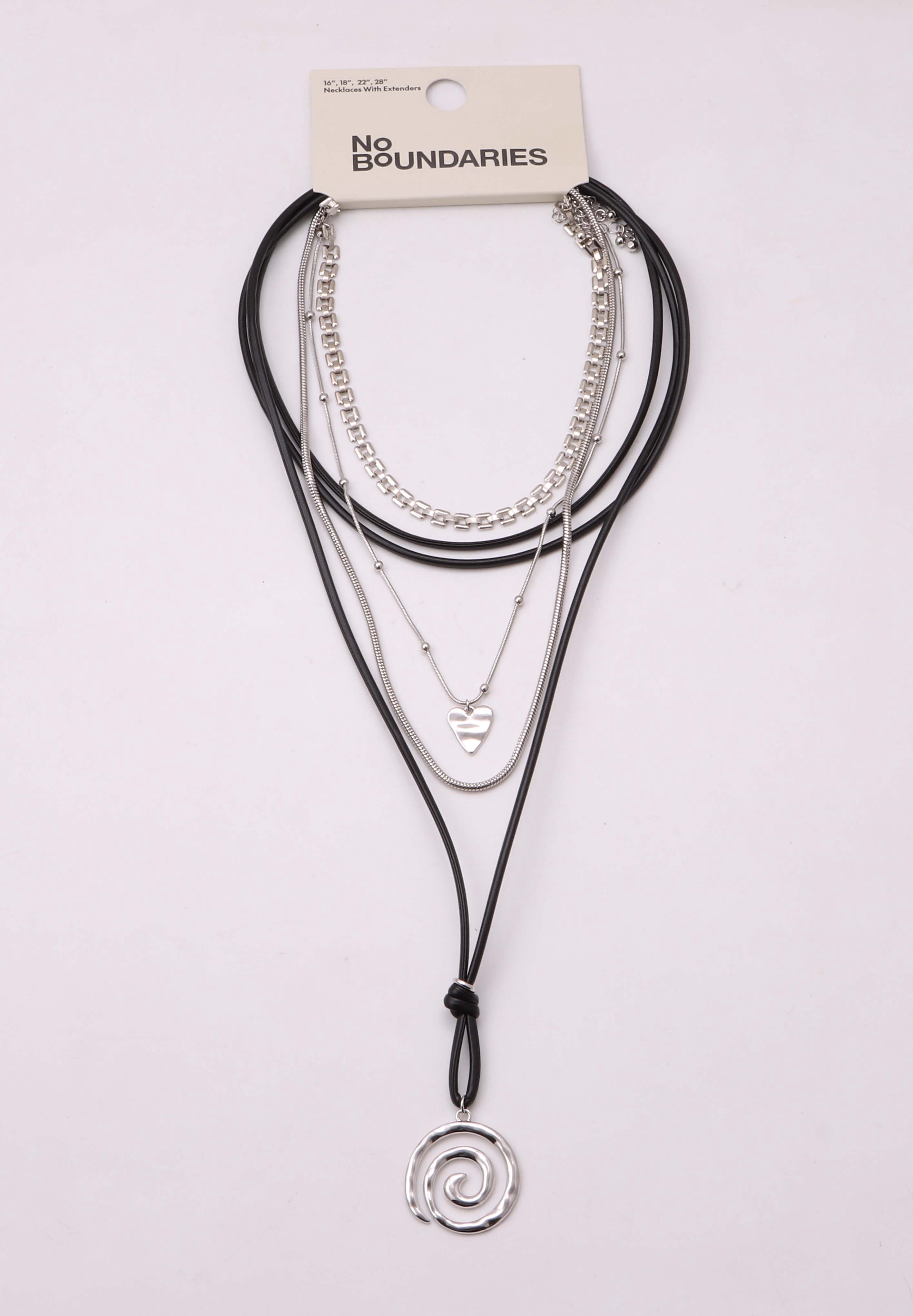 No Boundaries Silver Tone & Cord Layered Necklace Woman's