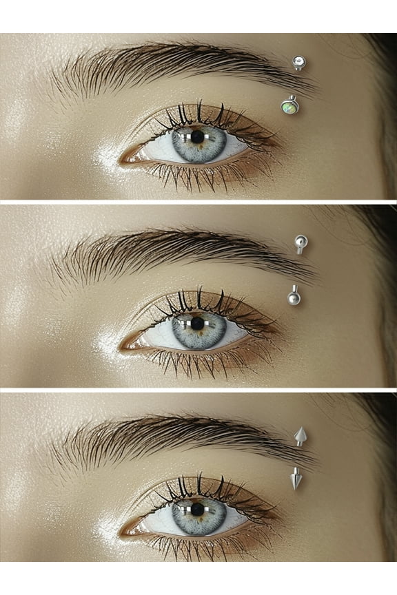 Women's Silver Tone Eyebrow Stud Set, 3-Piece