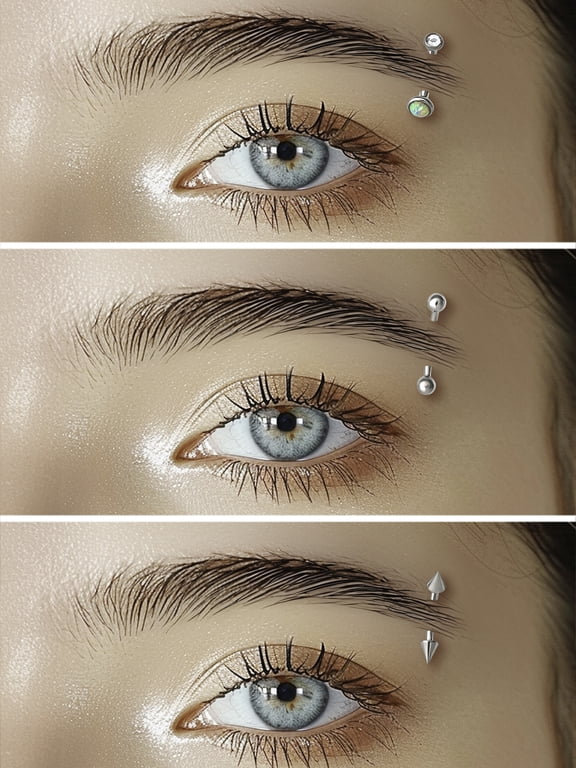 Women's Silver Tone Eyebrow Stud Set, 3-Piece