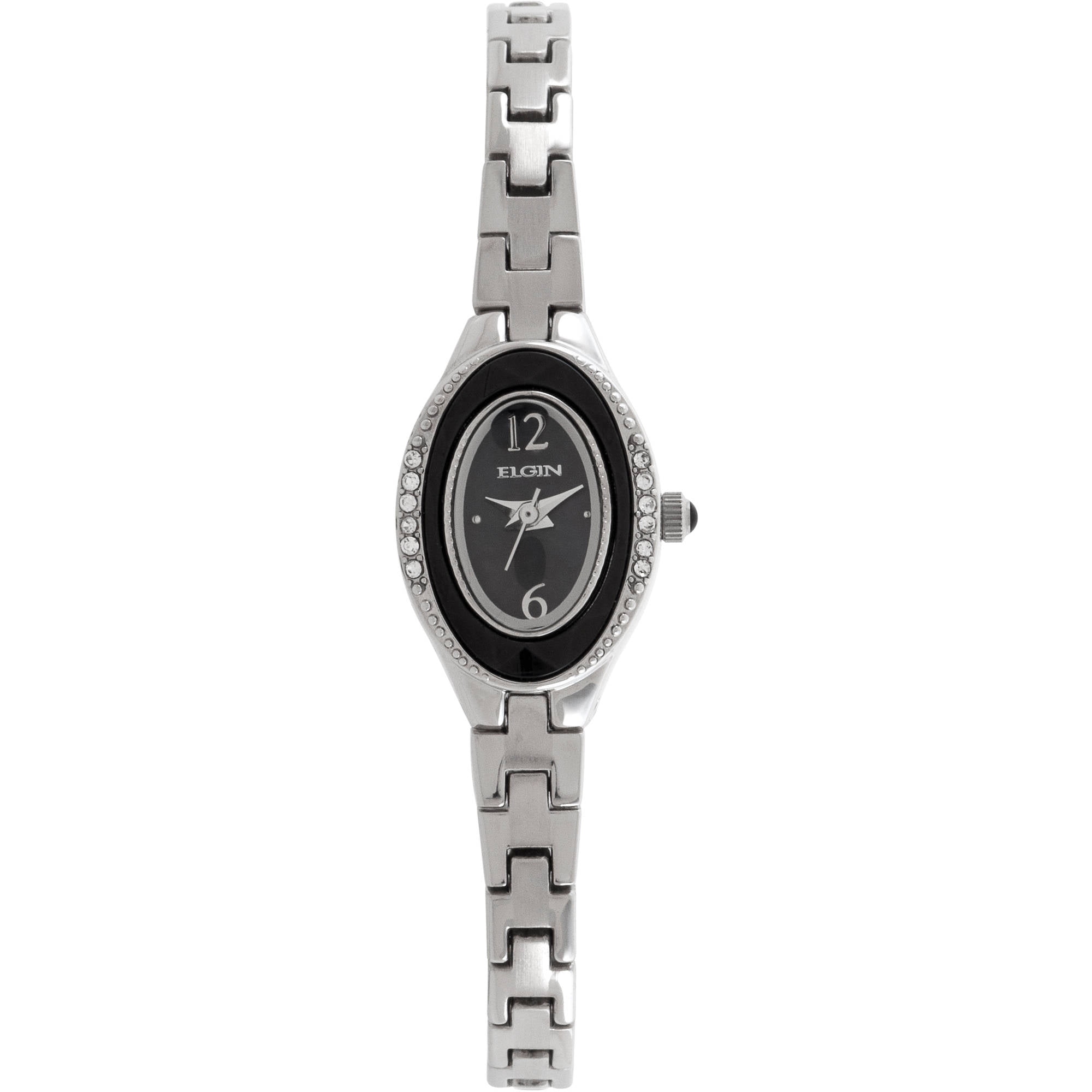 Women\'s Silver Watch with Black Dial and Crystal Accents Women main image 2