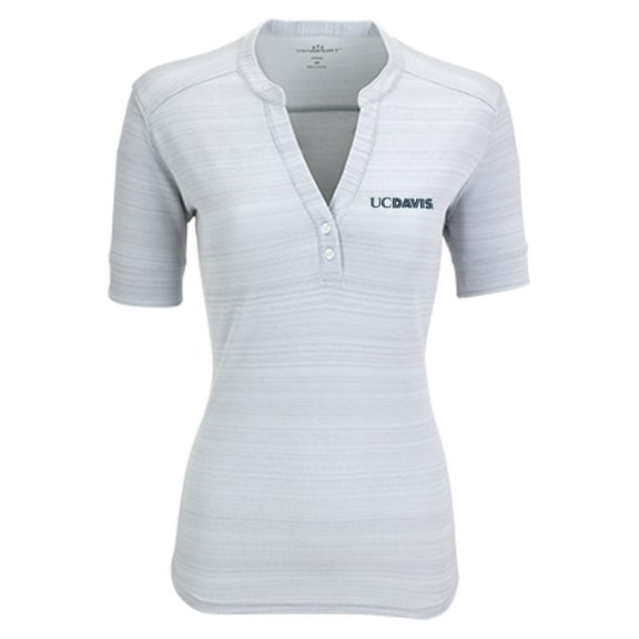 Women's Silver UC Davis Aggies Strata Textured Henley Shirt